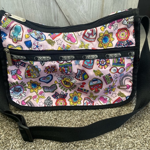 Lesportsac 00s Bag Of Honor Pink Tattoo Print Crossbody Bag - Picture 5 of 10